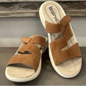 Bionica Avoca Sandal Women's Sz 8M Brown Leather Suede Wedge Platform Slide